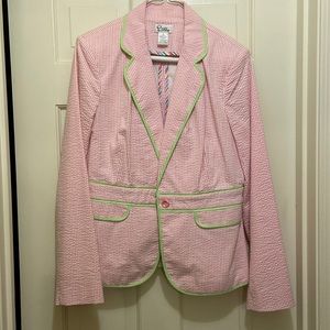 Lilly Pulitzer seersucker pantsuit jacket and matching pant both Size 10
